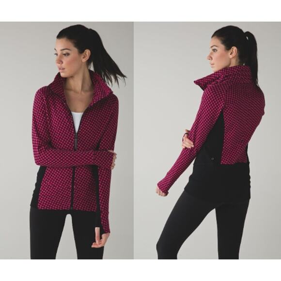 Lululemon Women's Radiant Jacket Deep Dive Berry Rumble Black Sz 10 - Picture 8 of 10